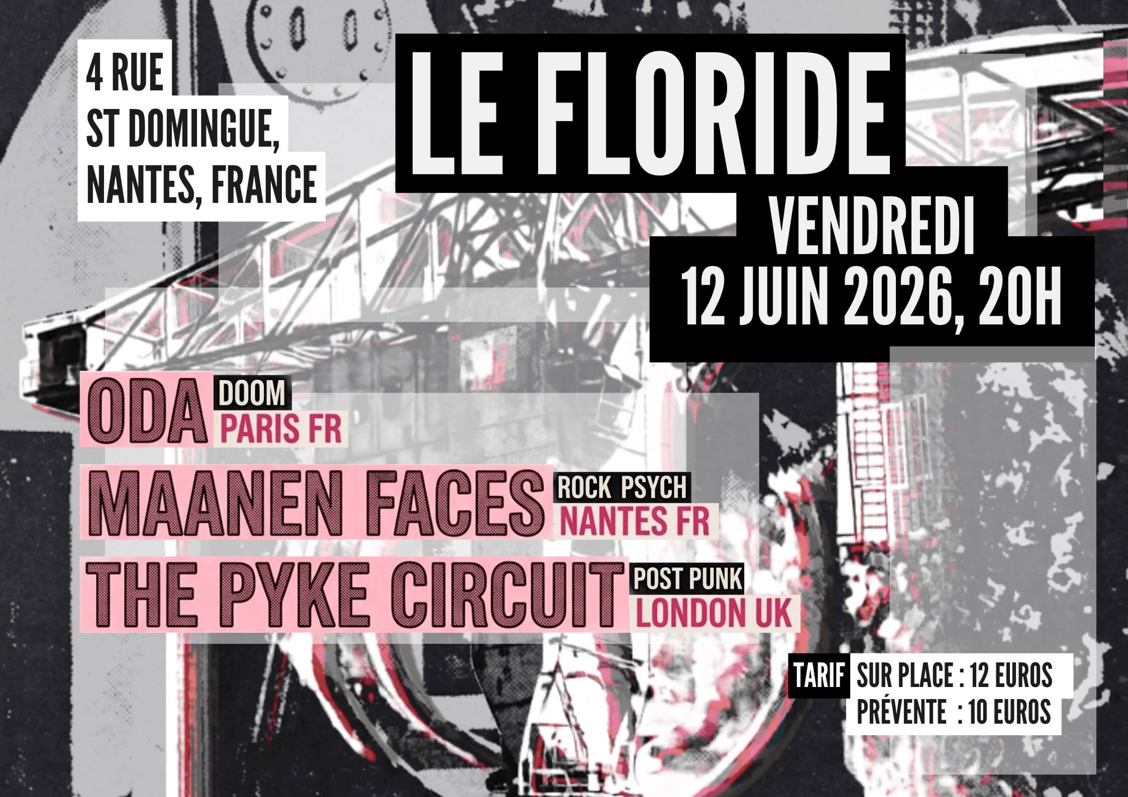 Affiche Oda + The Pyke Circuit + Maanen Faces | Concert Nantes Le Floride - 12 Juin 2026